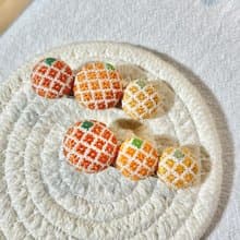 柑仔 橘子小巾繡髮夾 | 刺繡髮飾 鴨嘴夾