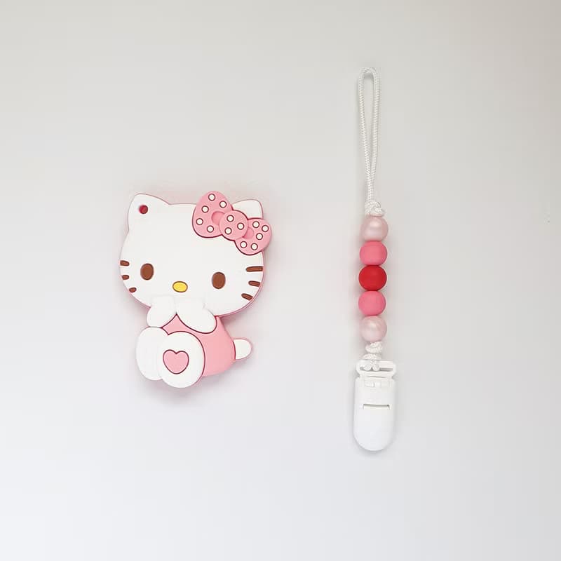 限量版/ Hello Kitty 固齒器 手工奶嘴鏈 禮盒 / 食用級矽膠