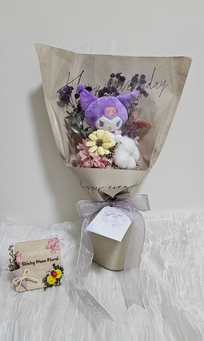皎月有花 永生花娃娃花束
