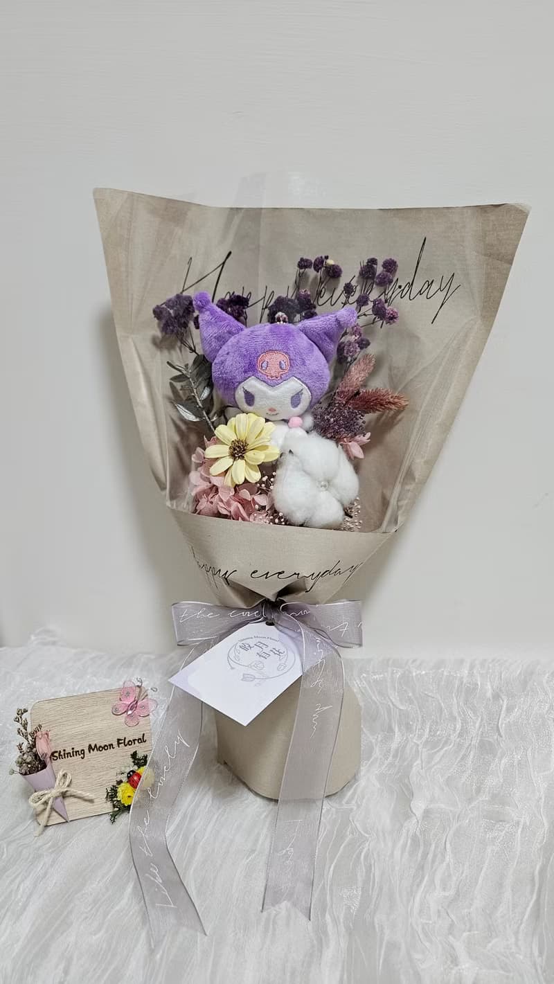 皎月有花 永生花娃娃花束