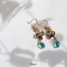 夏日之心水晶耳環-神秘藍紫 耳夾耳環 水晶耳環 禮物 愛心耳環