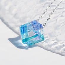 サンキューガラス(ありがとう【癒】)チェーンネックレス【アロマペンダントに変更可】【綿紐、シルバー925選べます】【受注制作】