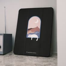 窗邊的厭世貓 防摔皮革IPAD保護套 三折款 附筆槽位