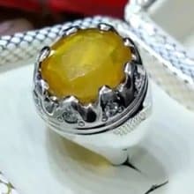 Mens Sapphire Ring Big Yellow Sapphire Ring Men 925 Sterling Silver Pukhraj Ring
