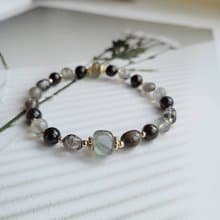 招財桃花貴人擋煞防小人/拉長石黑髮晶金運石手鍊