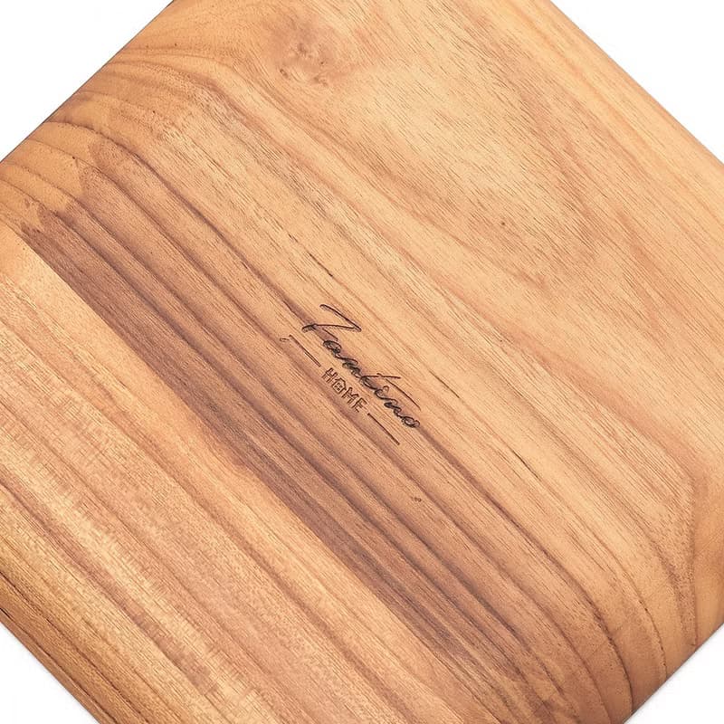 天然柚木方型托盤/餐盤XL號-條紋款│29CM不上漆原木製 露營野餐