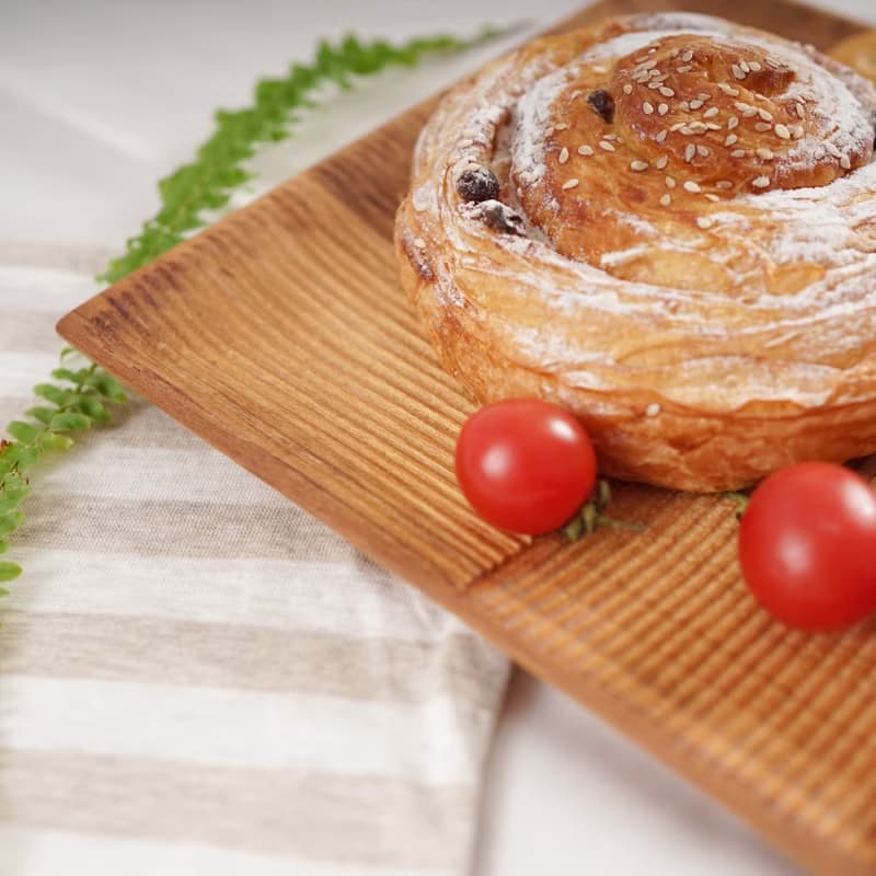 天然柚木方型托盤/餐盤XL號-條紋款│29CM不上漆原木製 露營野餐