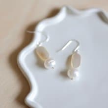 光紗珍珠母貝純銀耳環　可改耳夾