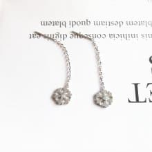 Eli Jewelry義大利正14K金雪花垂墜14K白金耳環耳鍊附金飾保證卡