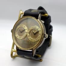 Dual-MEGA  手作り時計 HandCraftWatch 特大JUMBOサイズ42mm デュアルタイム (JUM141 BK)