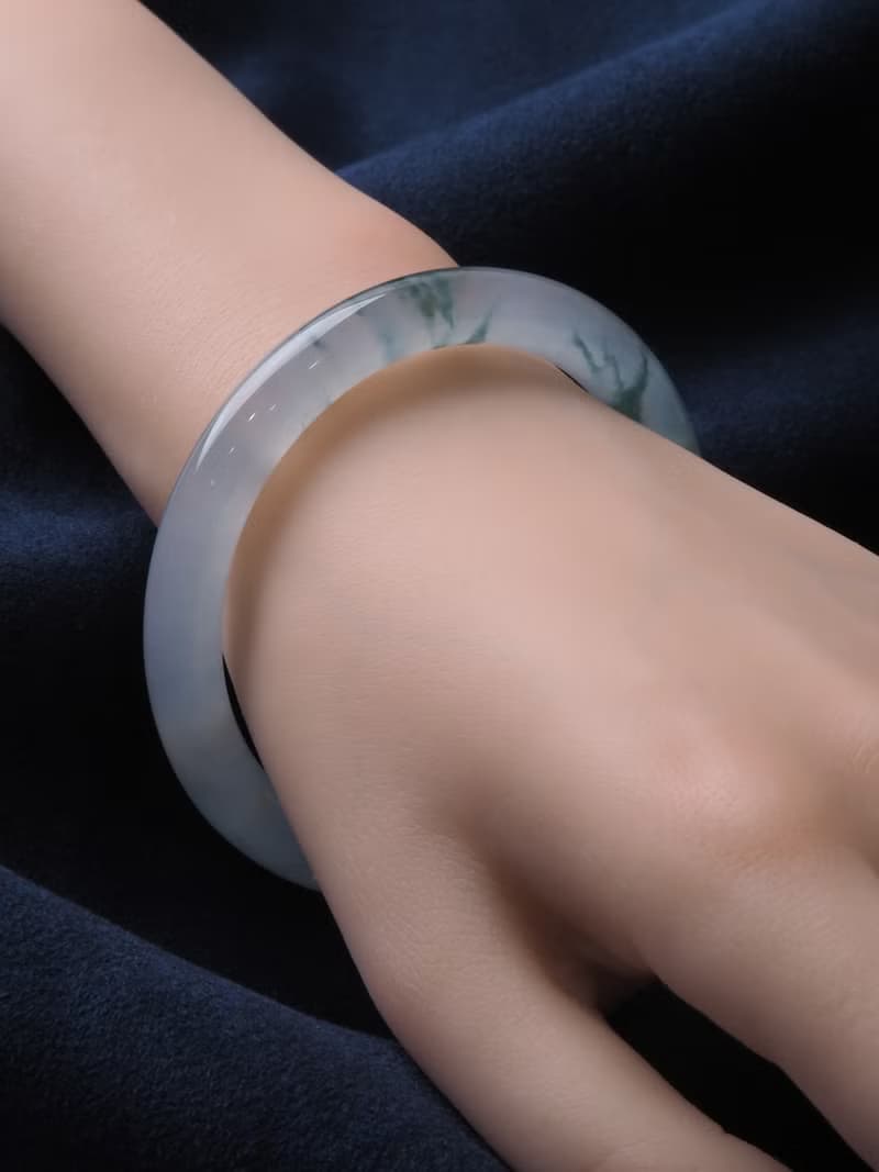 水玻光 | 冰玻種 / 飄蘭花 / 圓條鐲 / 手圍18.5-19 | 天然A貨翡