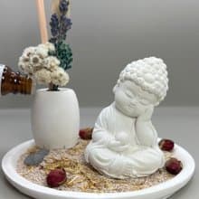 24HR 淨念吉祥小佛(靜性) 永生花圓盤組合 藝術香氛擴香 精油香氛