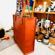 真皮手工縫線復古tote托特包 頭層牛皮 斜挎包 斜背包 側背包