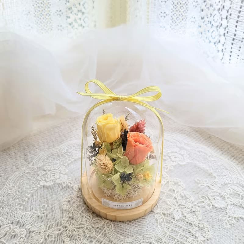 永生玫瑰玻璃罩盅。擺飾。附包裝。 永生花。婚禮小物