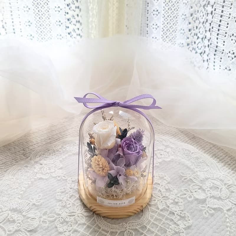 永生玫瑰玻璃罩盅。擺飾。附包裝。 永生花。婚禮小物