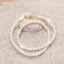 天然白色淡水珍珠項鍊 6–7mm 金色鏤空扣 輕奢時尚 聖誕節禮物