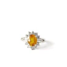 Natural Yellow Sapphire 3 Cts Ring Sterling Silver 925.