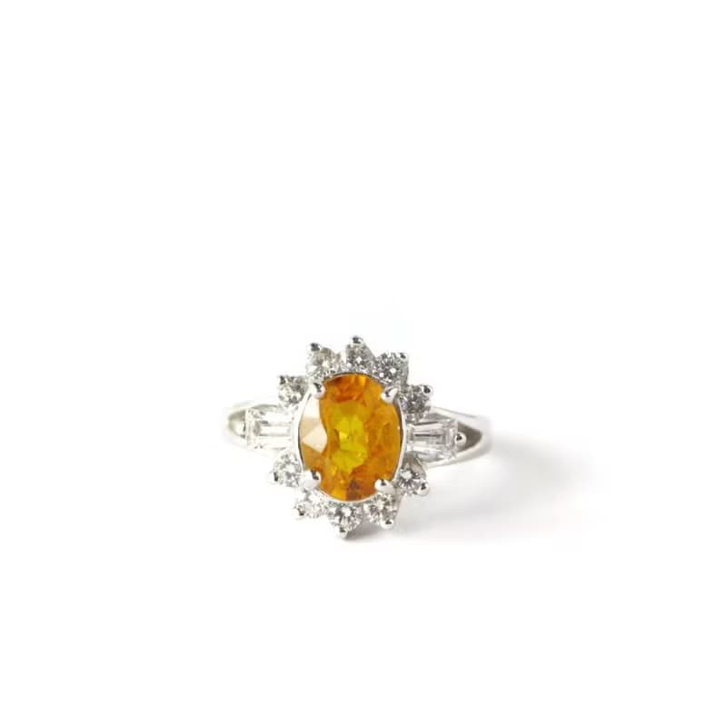 Natural Yellow Sapphire 3 Cts Ring Sterling Silver 925.