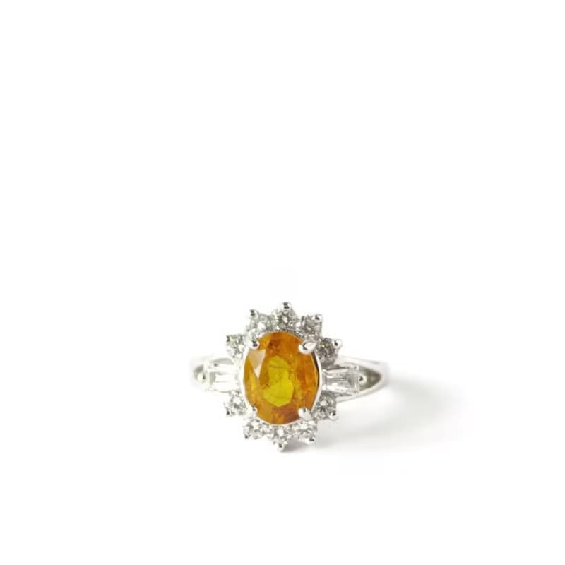 Natural Yellow Sapphire 3 Cts Ring Sterling Silver 925.