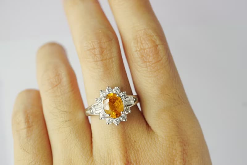 Natural Yellow Sapphire 3 Cts Ring Sterling Silver 925.