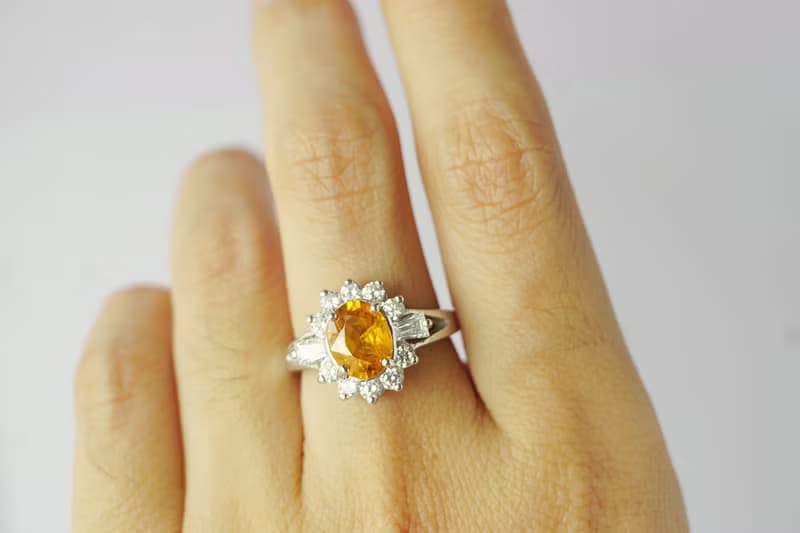 Natural Yellow Sapphire 3 Cts Ring Sterling Silver 925.