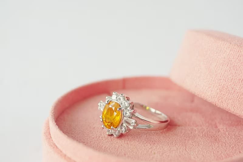 Natural Yellow Sapphire 3 Cts Ring Sterling Silver 925.