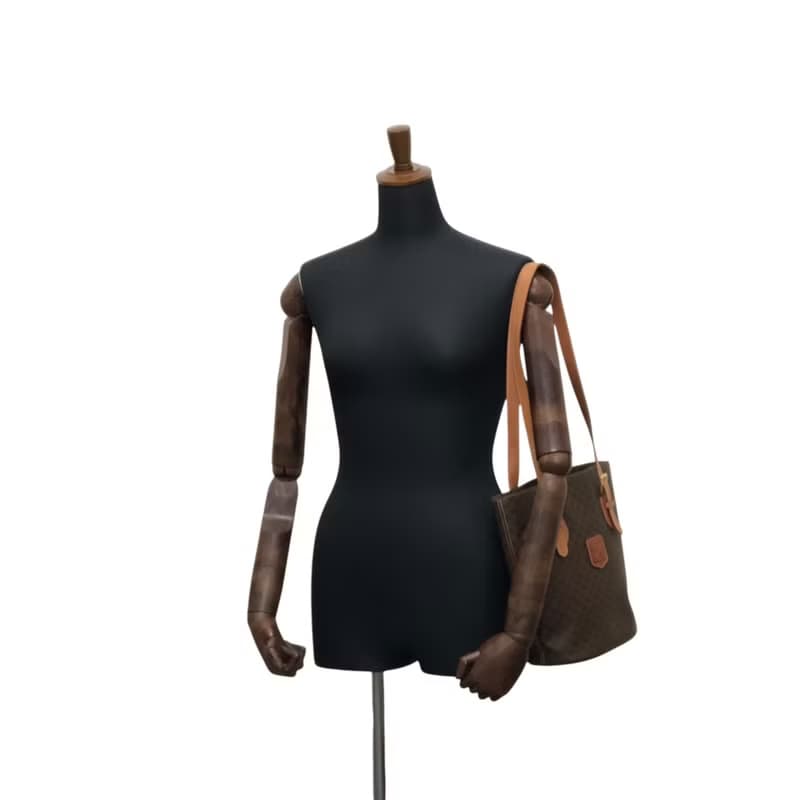 【 日本直送　名牌中古包 】CELINE セリーヌ マカダム トートバッグ ブラウン ロゴ型押し PVC レザー vintage ヴィンテージ wrcpks