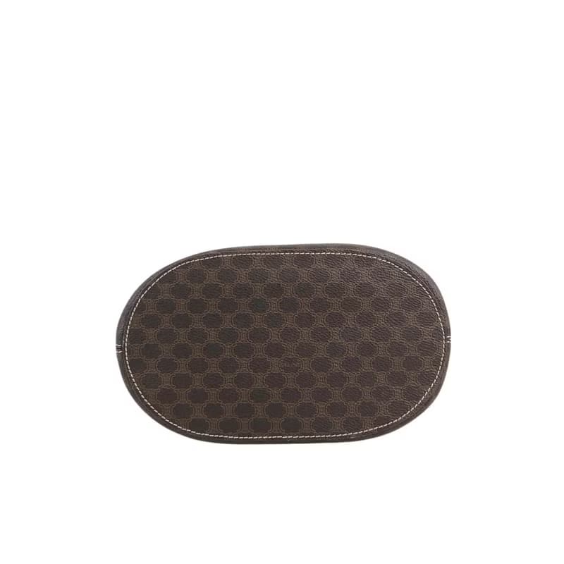 【 日本直送　名牌中古包 】CELINE セリーヌ マカダム トートバッグ ブラウン ロゴ型押し PVC レザー vintage ヴィンテージ wrcpks