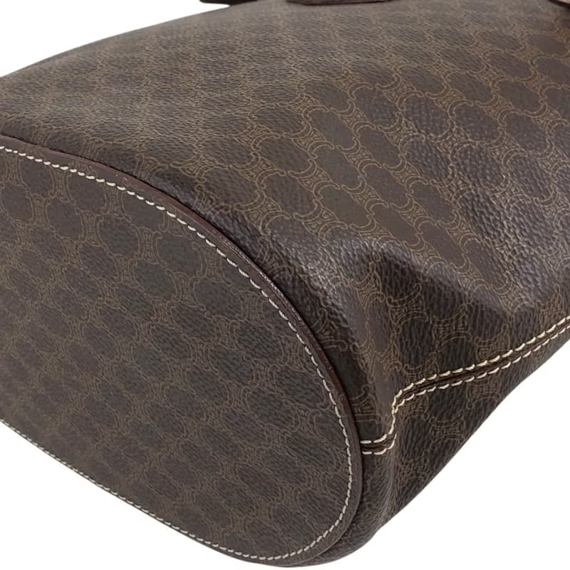 【 日本直送　名牌中古包 】CELINE セリーヌ マカダム トートバッグ ブラウン ロゴ型押し PVC レザー vintage ヴィンテージ wrcpks