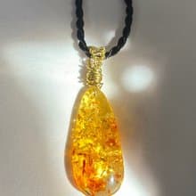 天然花珀 蜜蠟琥珀 Amber 樹脂 化石 吊墮 吊咀 天然水晶 冰透