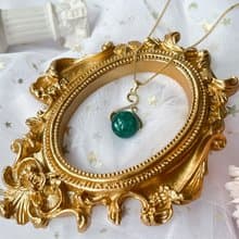 13mm綠祖母晶純銀吊墜連S925純銀鍍金項鍊