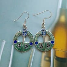 【西洋古董飾品 】凱爾特 蘇格蘭風格 景泰藍  耳勾針 針式耳環