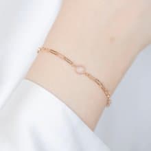 粉晶925純銀個性鏈條手鍊