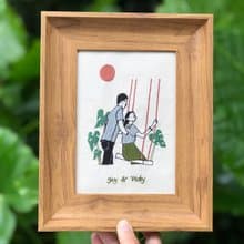 似顏繪刺繡像框-7寸-回憶紀念