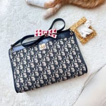 【日本中古】Vintage Dior Oblique 老花側揹包 - 海軍藍色