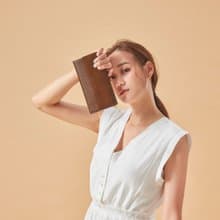 【情侶禮物/24H出貨】女皮夾/真皮長夾 半翻蓋拉鍊長夾 植鞣革