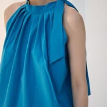 深月竹藍 掛脖上衣/洋裝 夏日忘憂草無袖掛脖連衣裙