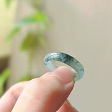 稀有•特色•招財|療癒潑墨冰玻放光藍飄花|緬甸A貨翡翠戒圈戒指