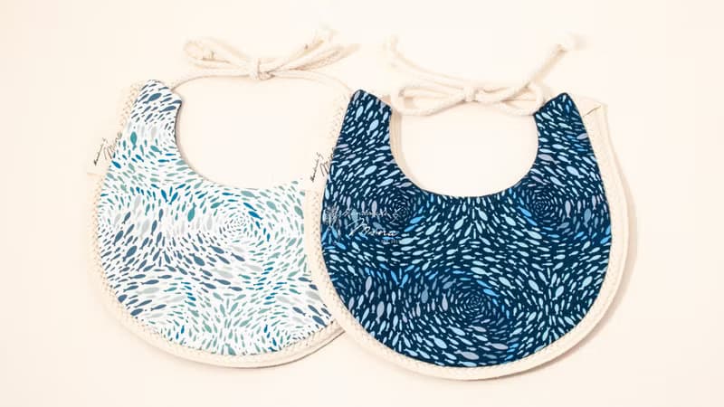 Handmade by Mina 【AGF 系列】海洋小魚男寶寶綁帶圍兜 彌月禮