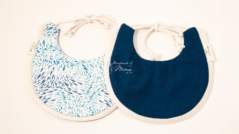 Handmade by Mina 【AGF 系列】海洋小魚男寶寶綁帶圍兜 彌月禮