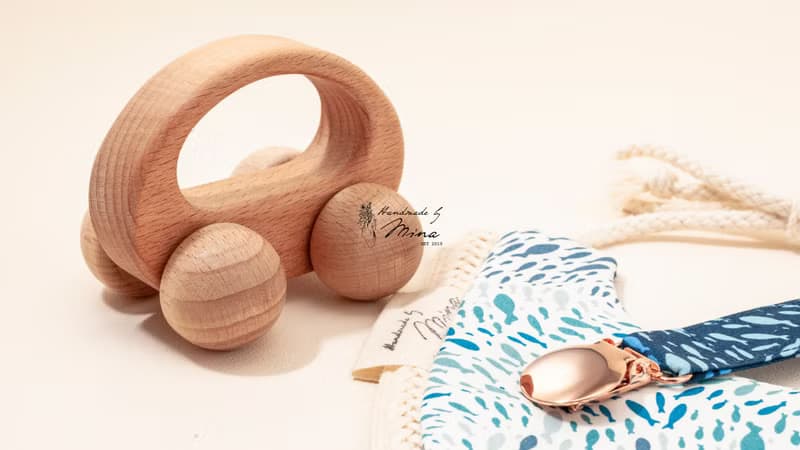 Handmade by Mina 【AGF 系列】海洋小魚男寶寶綁帶圍兜 彌月禮