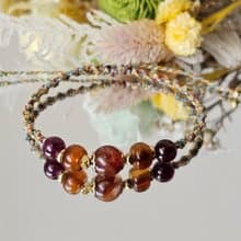 五色蠟線編織款-水晶手鍊款/紅膠花/紫牙烏紅石榴/紅瑪瑙/平安
