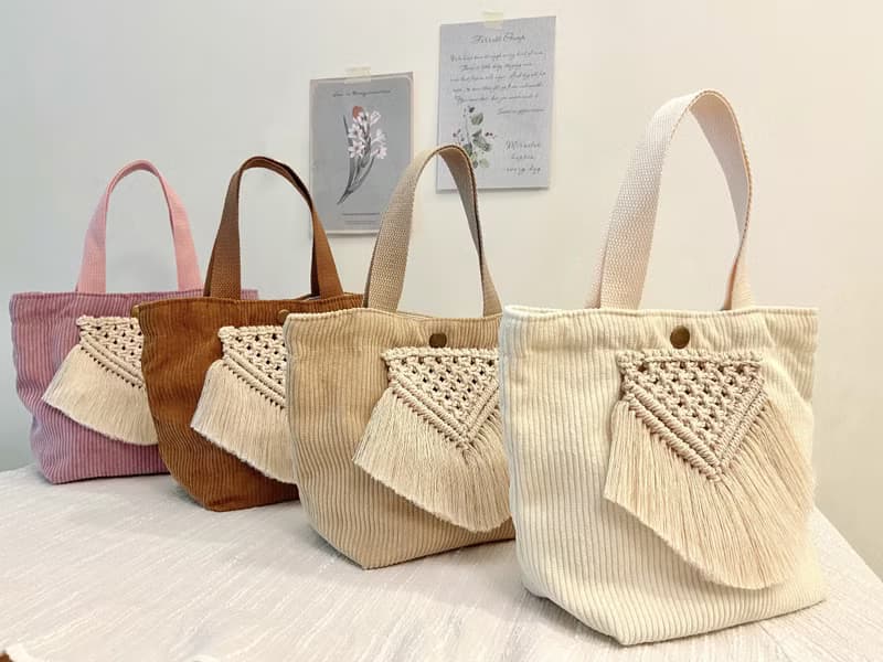 Macrame/日系小清新風/編織圖騰手提包