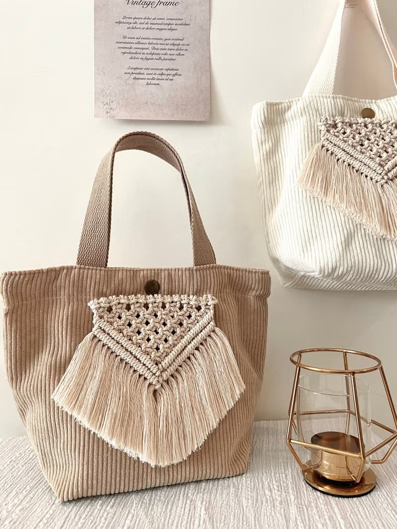 Macrame/日系小清新風/編織圖騰手提包