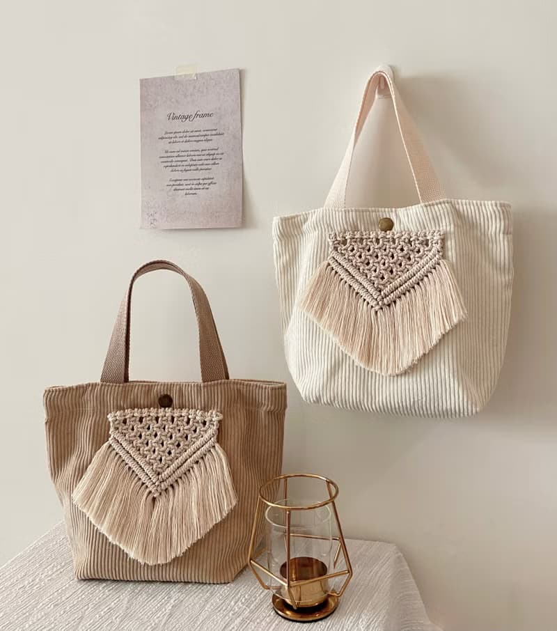 Macrame/日系小清新風/編織圖騰手提包