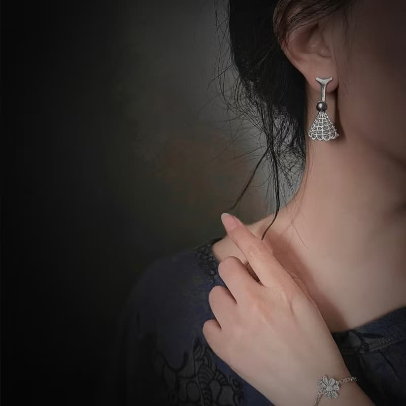 馬面舞會原創設計紋理氣質簡約復古高級感百搭小眾耳環耳飾耳釘