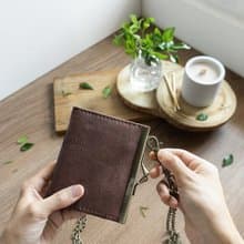 茶褐咖 口金短夾 側背包 真皮口金包丨耐髒 防潑水丨禮物紀念