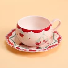 Handmade Strawberry Tea Cup and Saucer Set Cute Strawberry Plate Coquette soirée