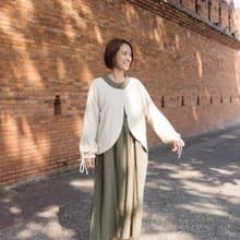 純棉綁帶袖口小外套_白