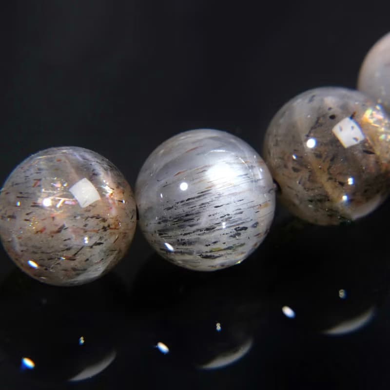 一圖一物| #634 10.5mm 黑金太陽石水晶手鍊 招財開運 天然稀有